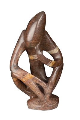 Speksteen beeld denker abstract | 20 cm hoog | bruin