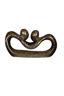 Speksteen beeld twee personen pulling lovers | 8 cm hoog | bruin