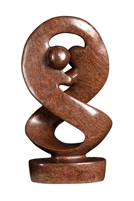 Speksteen beeld twee personen twisted lover | 20 cm hoog | bruin/rood