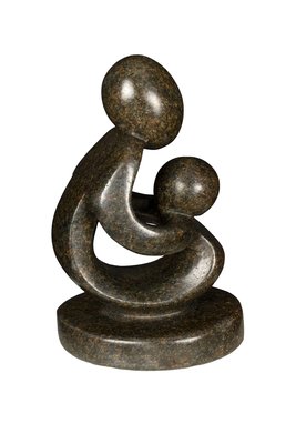 Speksteen beeld moeder en kind | 11 cm hoog | bruin