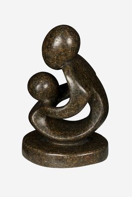 Speksteen beeld moeder en kind | 11 cm hoog | bruin