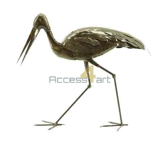 Metalen ooievaar lopend, metalen vogel | Birdwoods