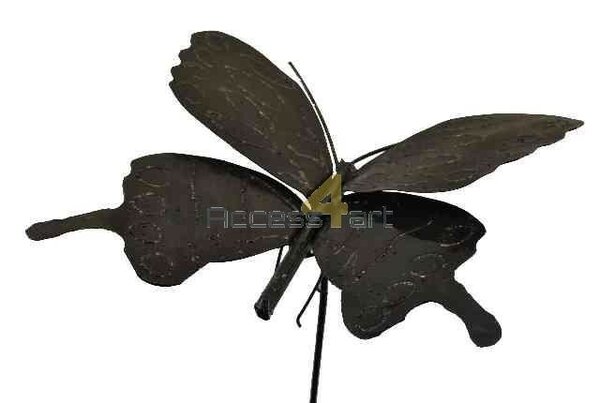 Metalen vlinder op stok klein, metalen vogel | Birdwoods