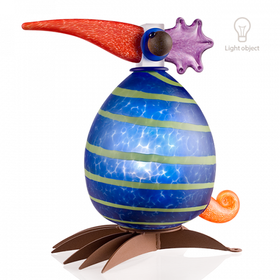 Glasstudio Borowski Fat Gonzo blauw met groene strepen