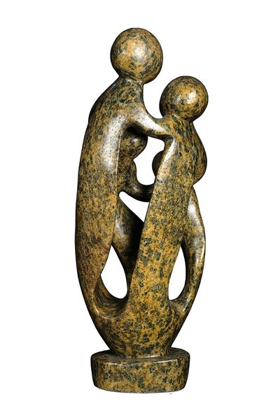 Speksteen beeld familie 4 personen | 44 cm hoog | groen