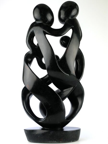 Speksteen beeld familie 5 personen | 56 cm hoog | zwart