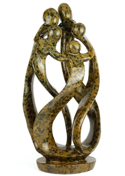 Speksteen beeld familie 5 personen | 65 cm hoog | bruin, leopard