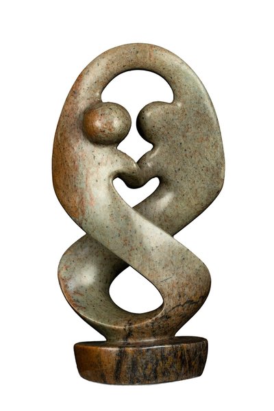 Stenen beeld twisted lover familie twee personen | 26 cm hoog | groen