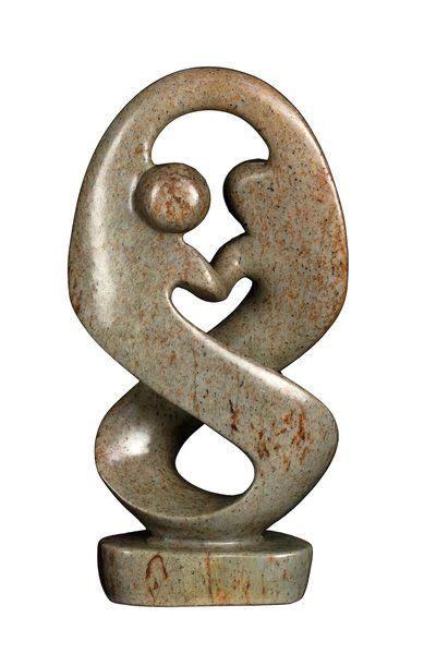 Stenen beeld twisted lover familie twee personen | 26 cm hoog | groen