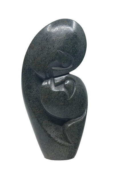 Stenen beeld kissing lover 2 personen, 18 cm hoog, groen