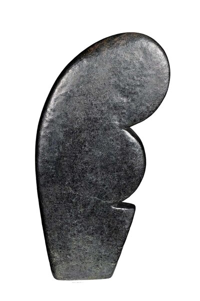 Stenen beeld kissing lover 2 personen | 23 cm hoog | zwart