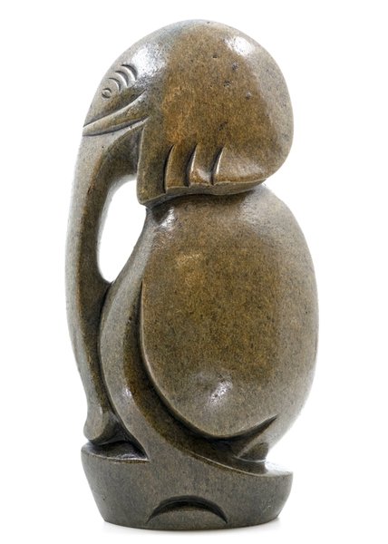 Stenen beeld olifant abstract 1 dier, 26 cm hoog, bruin