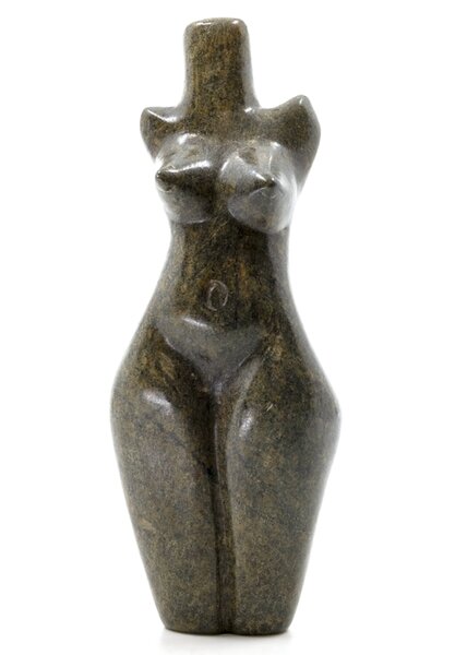 Stenen beeld torso staand 1 persoon, 15 cm hoog, groen