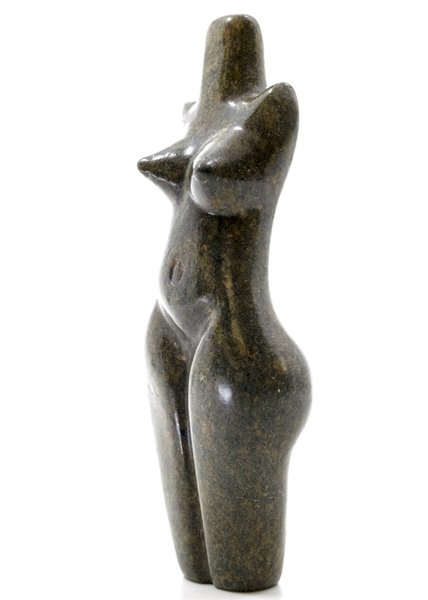 Stenen beeld torso staand 1 persoon, 15 cm hoog, groen