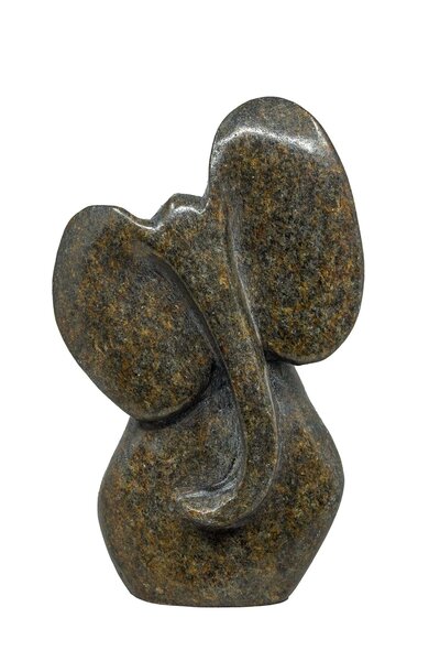 Stenen beeld olifant abstract 1 dier, 12 cm hoog, bruin
