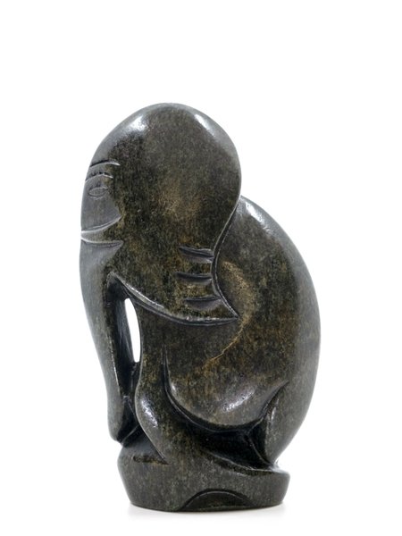 Stenen beeld olifant abstract 1 dier, 11 cm hoog, groen