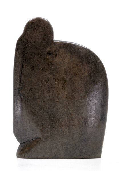 Stenen beeld olifant met baby abstract 1 dier, 13 cm hoog, bruin