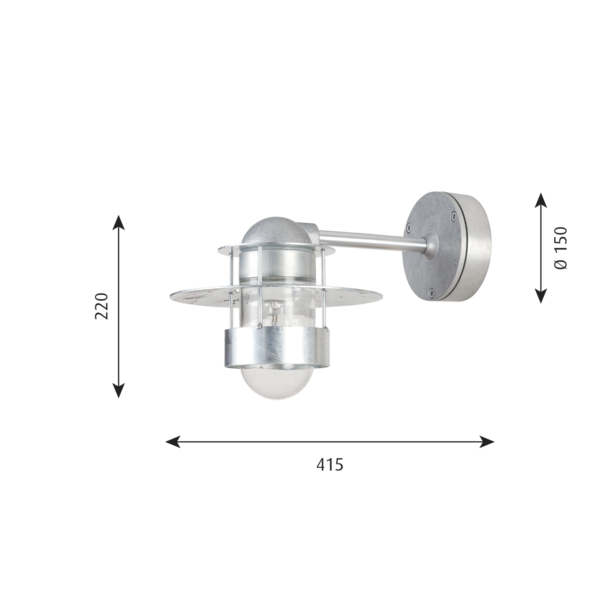 Louis Poulsen buitenlamp Albertslund Wand gegalvaniseerd kort model
