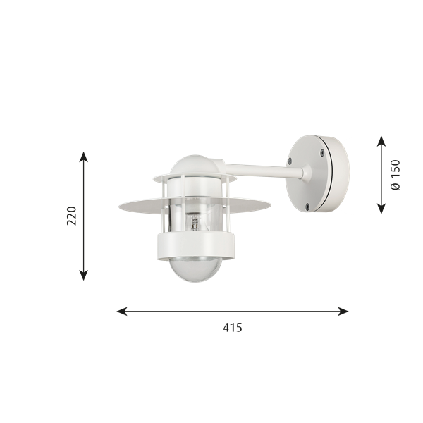 Louis Poulsen buitenlamp Albertslund Wand wit kort model