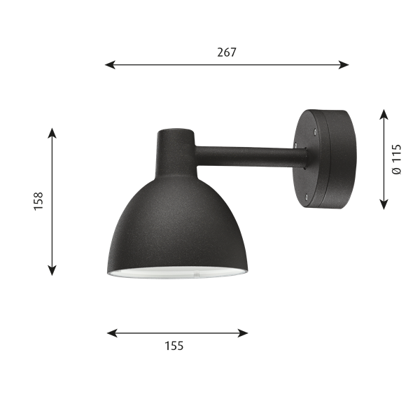 Louis Poulsen buitenlamp Toldbod 155 wandlamp zwart