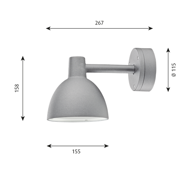 Louis Poulsen buitenlamp Toldbod 155 wandlamp grijs