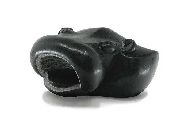 Stenen beeld uniek dier, Hippo, Stabben Masakara, Tengenenge