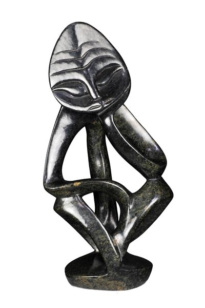 Speksteen beeld denker zittend | 28 cm hoog | groen