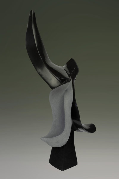 Stenen tuinbeeld uniek, Bloem abstract 