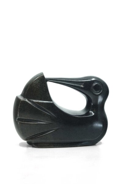 Stenen beeld uniek dier, Wassende vogel, Tengenenge 29 cm zwart