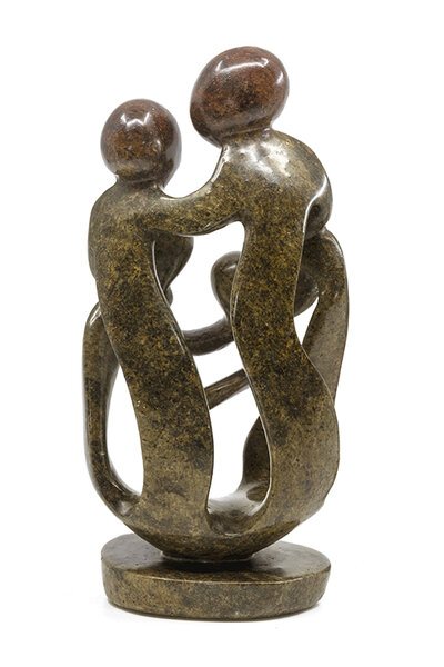 Speksteen beeld familie 5 personen | 25 cm hoog | bruin