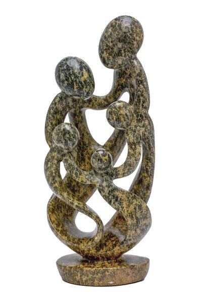 Speksteen beeld familie 5 personen | 25 cm hoog | groen