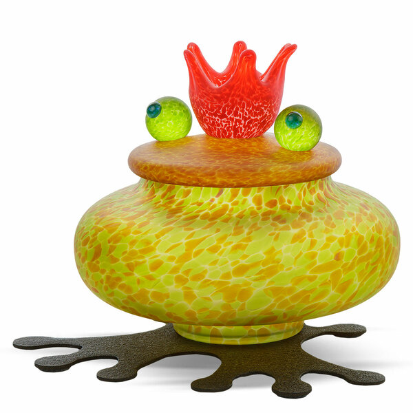 Glasstudio Borowski Boxy olive met rode kroon