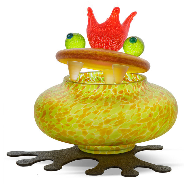 Glasstudio Borowski Boxy olive met rode kroon