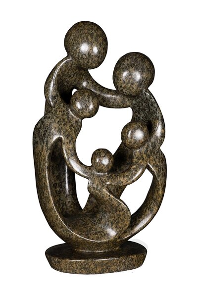 Speksteen beeld familie 5 personen | 35 cm hoog | groen