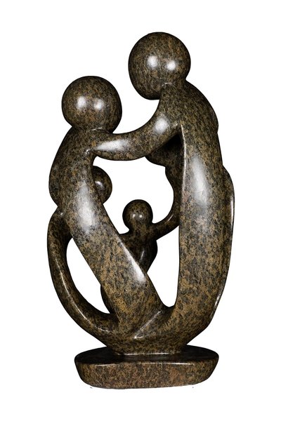 Speksteen beeld familie 5 personen | 35 cm hoog | groen