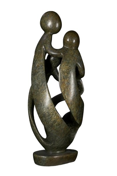 Speksteen beeld familie 4 personen | 49 cm hoog | groen