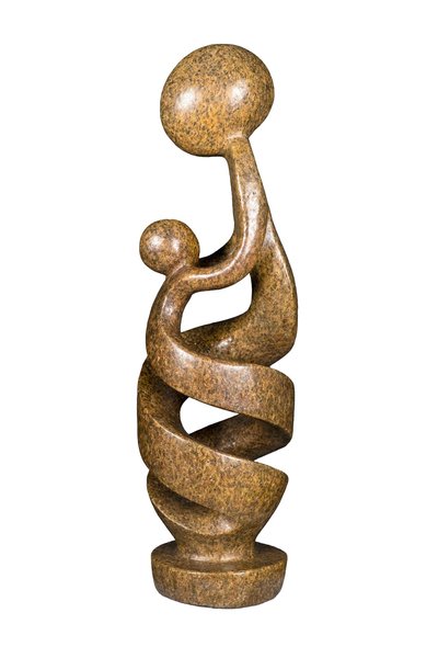 Speksteen beeld moeder en kind | 31 cm hoog | bruin