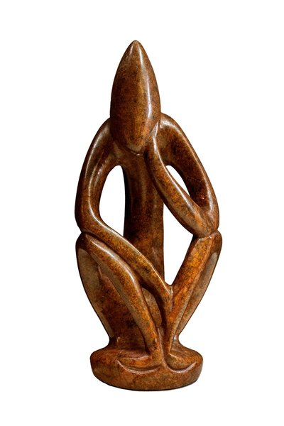 Speksteen beeld denker abstract | 14 cm hoog | bruin/rood