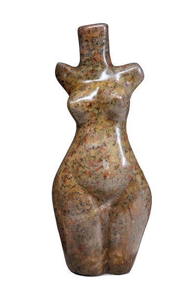 Stenen beeld torso staand persoon | 13 cm hoog | bruin