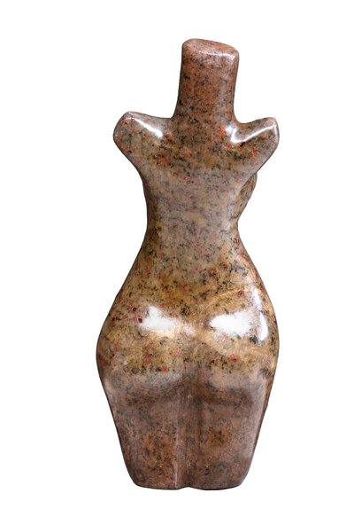 Stenen beeld torso staand persoon | 13 cm hoog | bruin