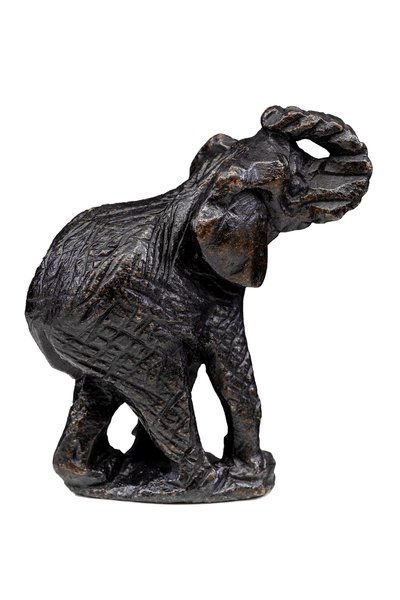 Speksteen olifant beeld dier | 9 cm hoog | zwart