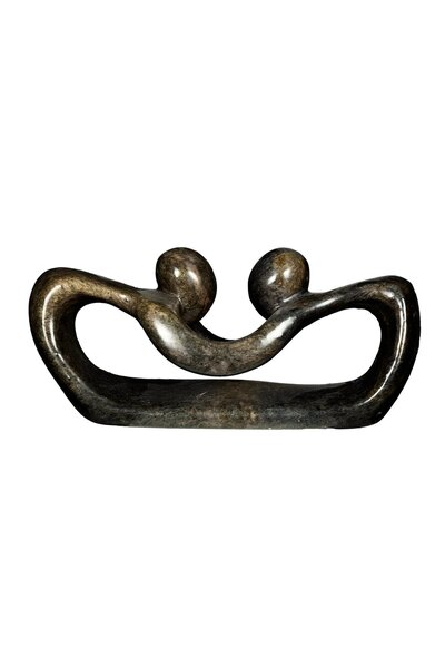 Speksteen beeld twee personen pulling lovers | 9 cm hoog | zwart