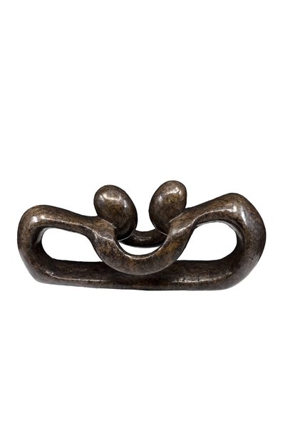 Speksteen beeld twee personen pulling lovers | 7 cm hoog | bruin