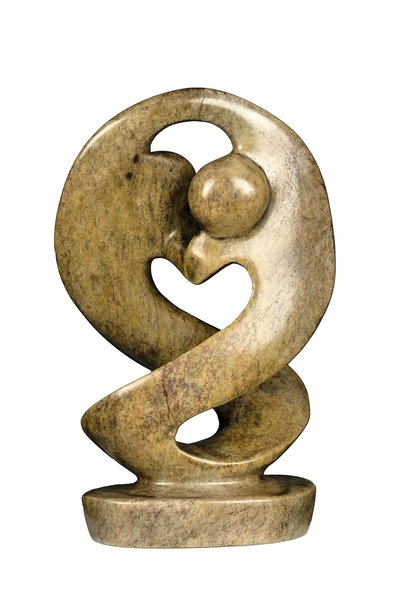 Speksteen beeld twee personen twisted lover | 16 cm hoog | bruin