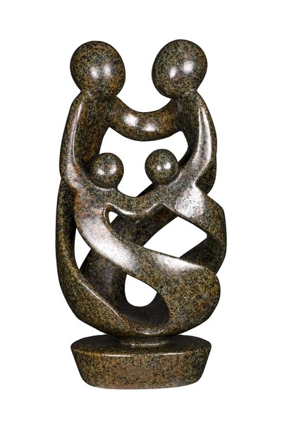 Speksteen beeld familie 4 personen | 36 cm hoog | groen