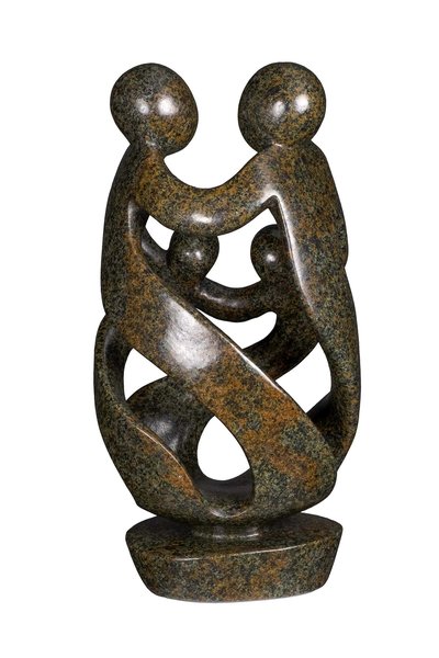 Speksteen beeld familie 4 personen | 36 cm hoog | groen